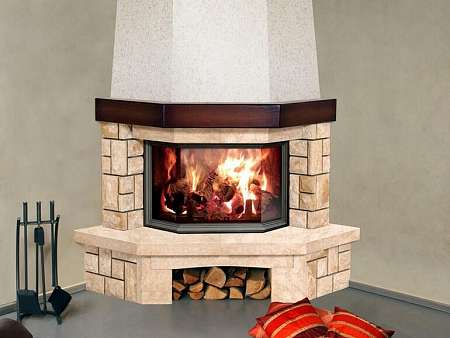 Отделка углового камина