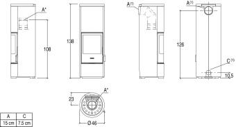 Чертеж для Кафельная печь E924 H Hermetic