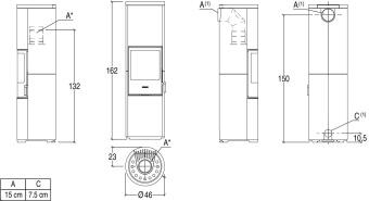 Чертеж для Кафельная печь E924 A-H Hermetic
