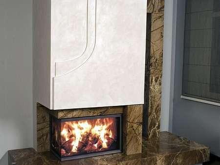 Отделка камина мрамором