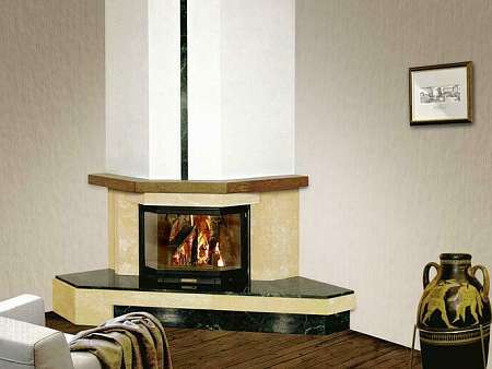 Угловой камин из мрамора