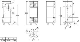 Чертеж для Кафельная печь ROUND-M