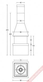 Чертеж для топка для камина M360 Q