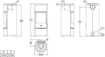 Чертеж для Кафельная печь E924 Hermetic
