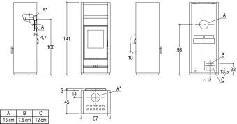 Чертеж для Кафельная печь E928-S