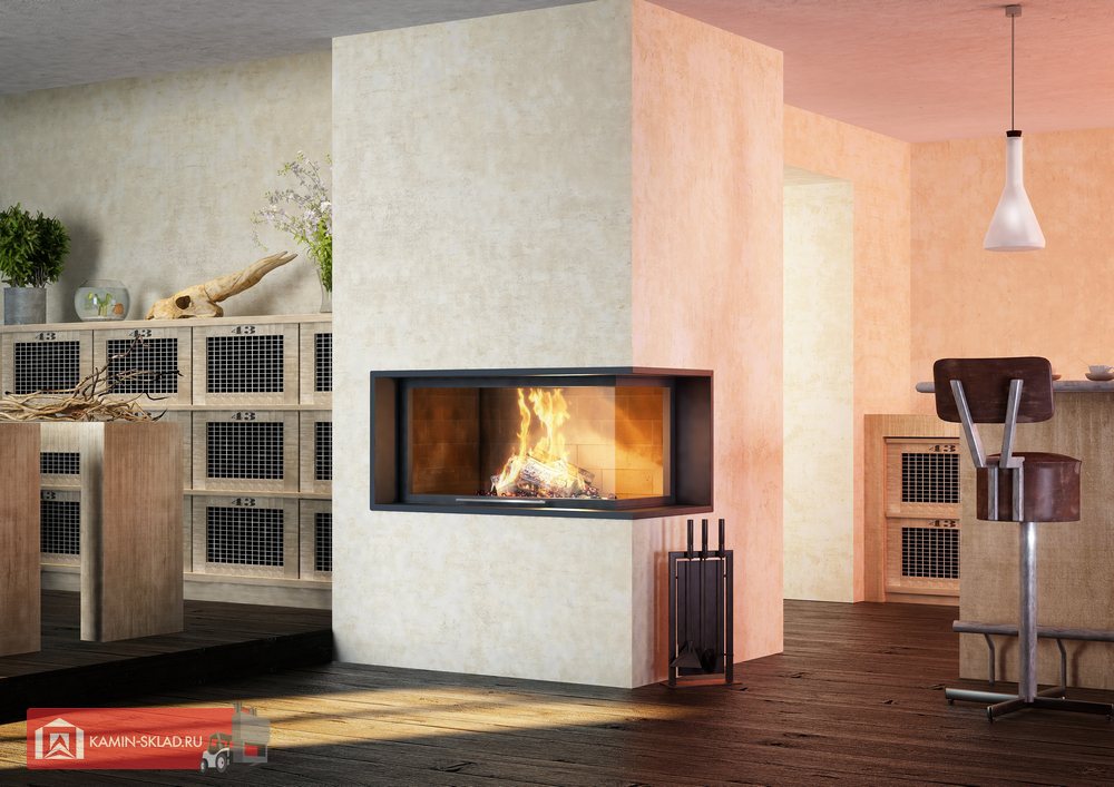 Камин с г образным стеклом