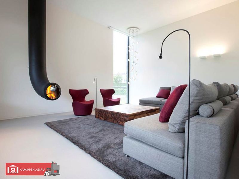 изогнутый камин в форме трубы