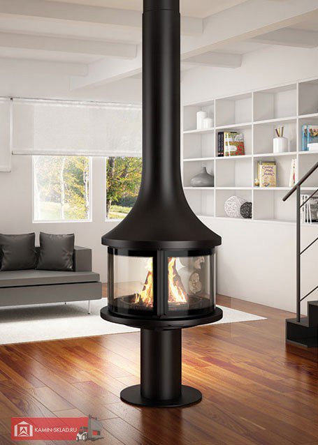 центральный камин круглый