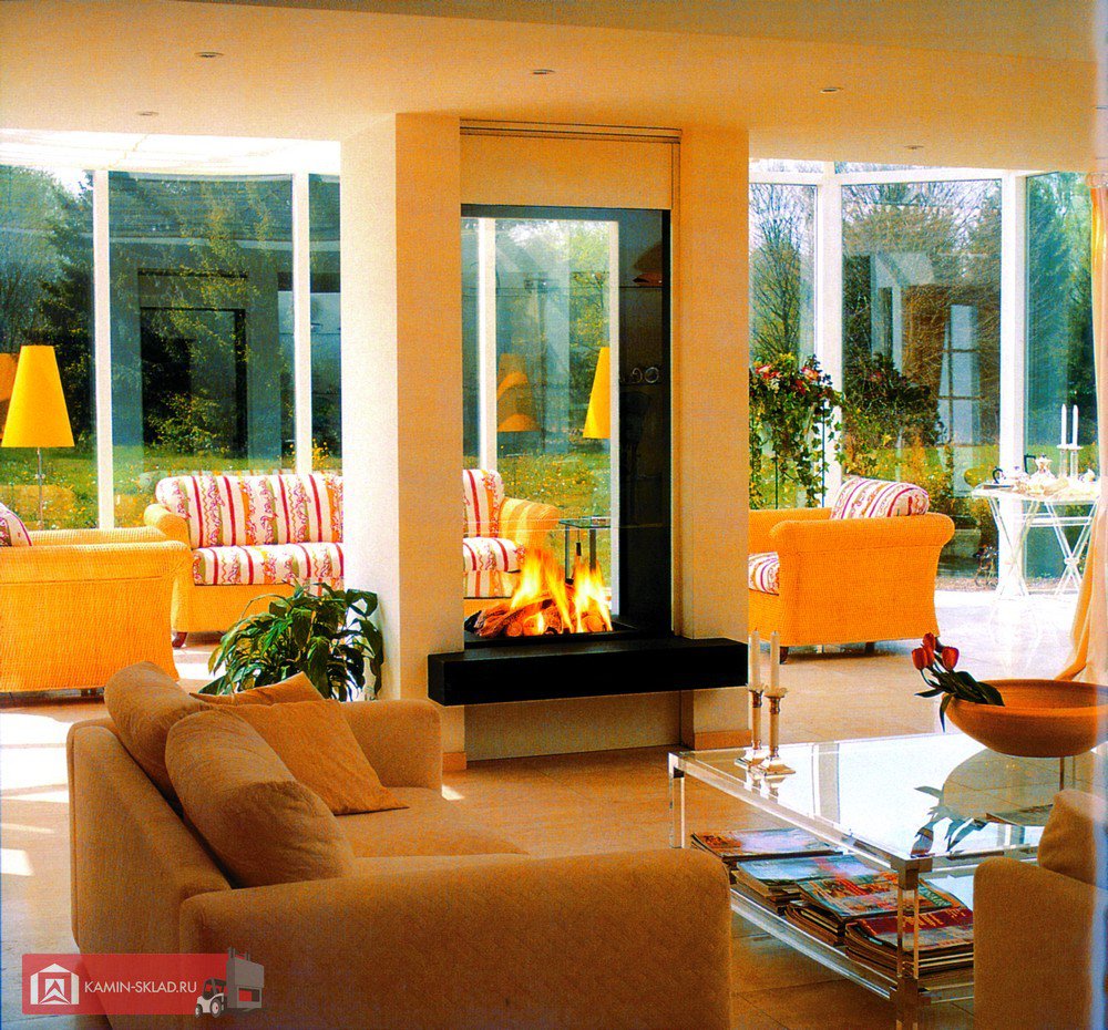 сквозной камин