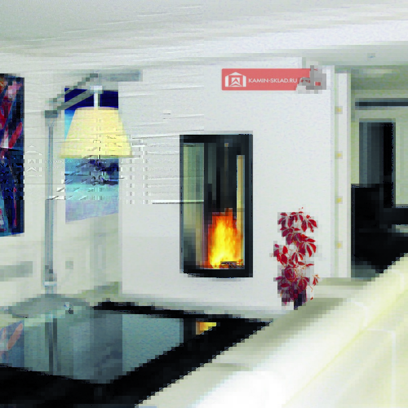 камин с панорамными сквозными стеклами
