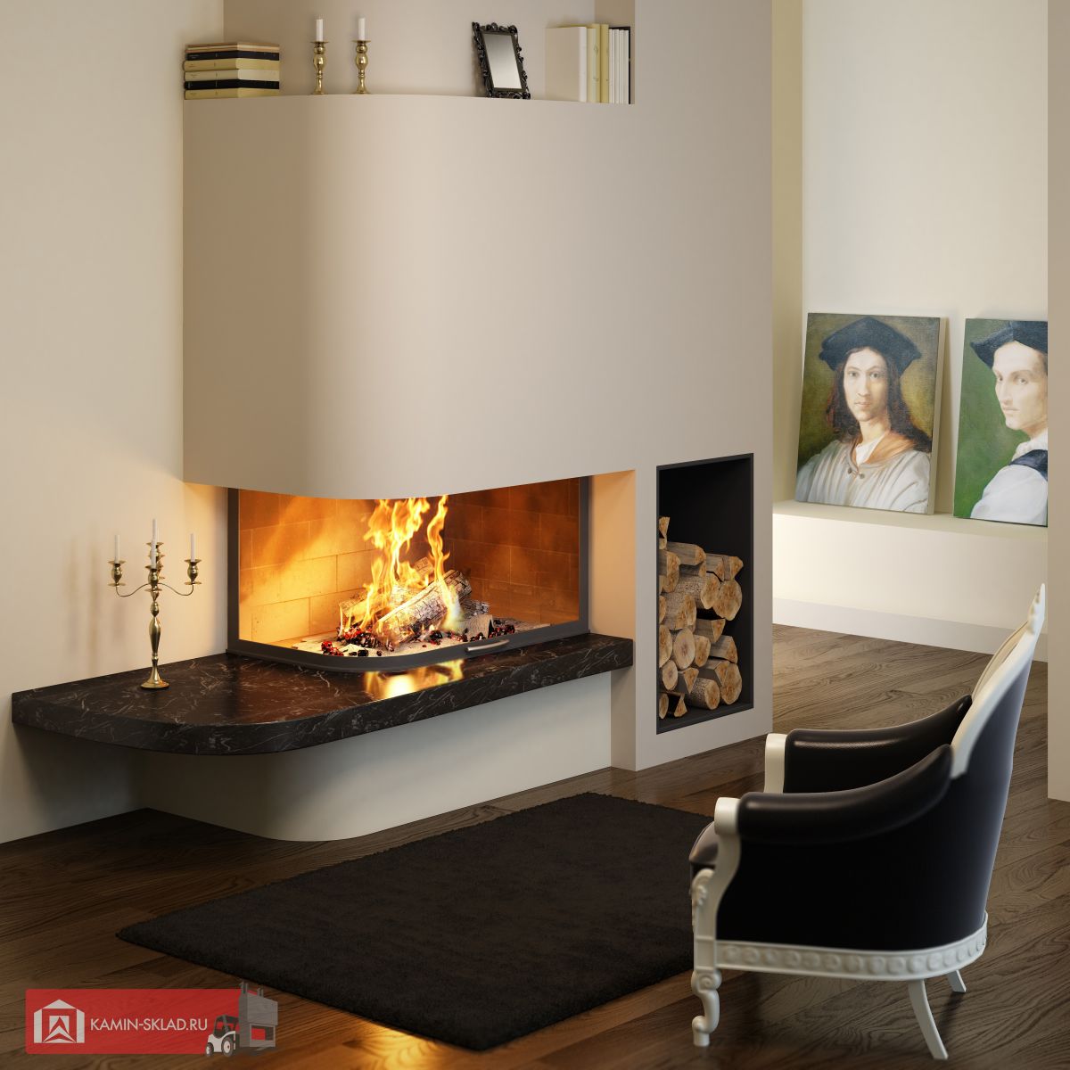 боковое стекло у камина