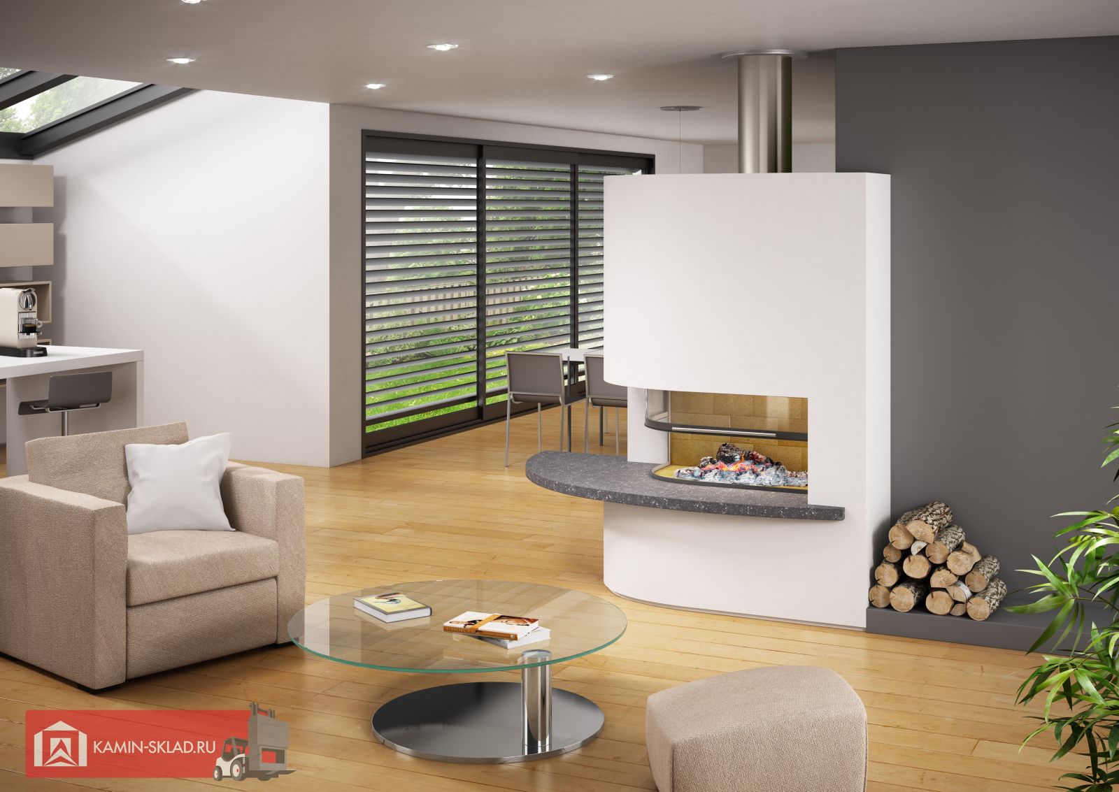 2 сторонний камин